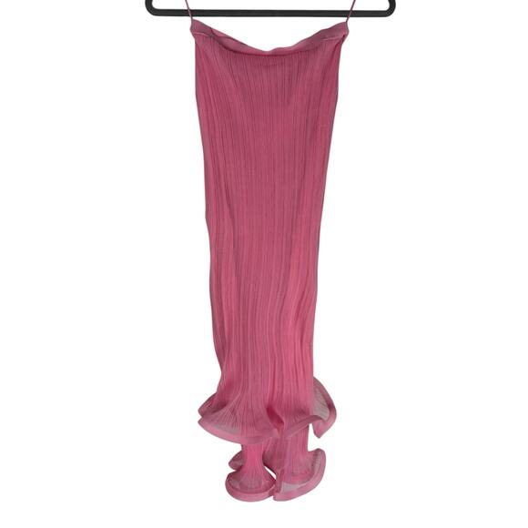 Simkhai Kelso Knit Midi Skirt Gauze Ruffle Hem Statement Elegant Candy Pink Sz S - Picture 3 of 14